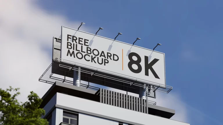 Billboard on top of building Mockup by Sinisa Zec Studio
