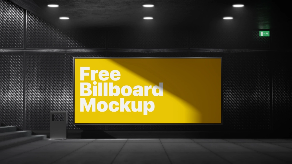 Free Subway billboard mockup 8K resolution