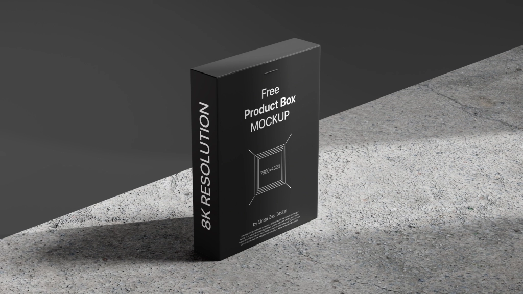 Product mailer box free psd Mockup 8K Resolution Black
